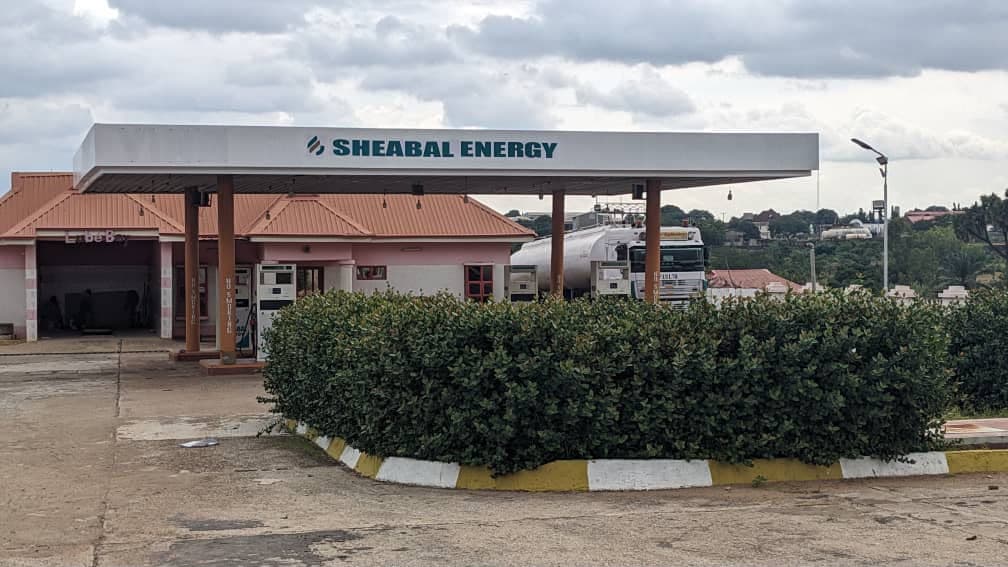 SHEABAL Energy filling station canopy with a fuel tanker on the forecourt